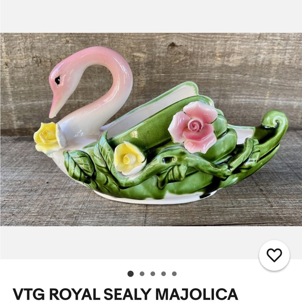 Charming Swan Planter with Pink and Green Accents